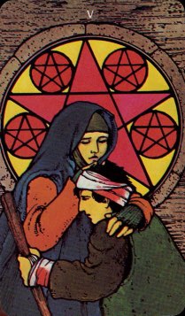 Tarotkaart 'Vijf van Pentagrammen'