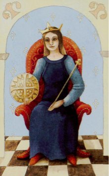 Tarotkaart 'Koningin van Pentagrammen'