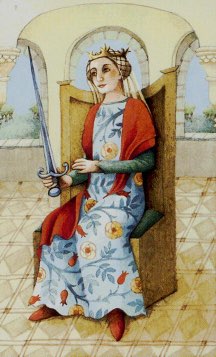 Tarotkaart 'Koningin van Zwaarden'