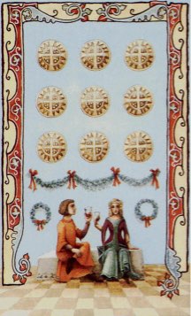Tarotkaart 'Negen van Pentagrammen'