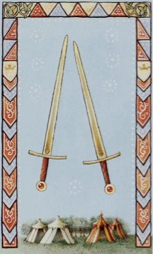 Tarotkaart 'Twee van Zwaarden'