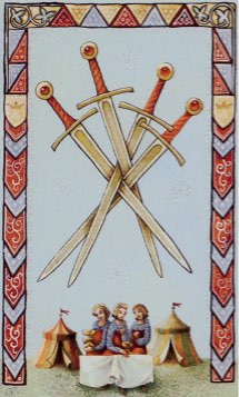 Tarotkaart 'Vier van Zwaarden'
