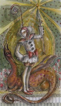 Tarotkaart 'Schildknaap van Staven'