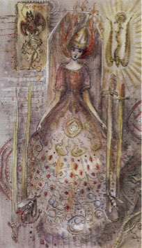 Tarotkaart 'Vier van Zwaarden'