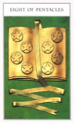 Tarotkaart 'Acht van Pentagrammen'
