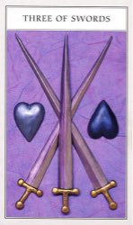 Tarotkaart 'Drie van Zwaarden'