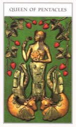 Tarotkaart 'Koningin van Pentagrammen'