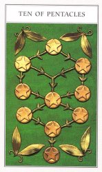 Tarotkaart 'Tien van Pentagrammen'