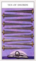 Tarotkaart 'Tien van Zwaarden'
