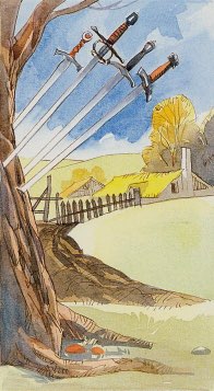 Tarotkaart 'Vier van Zwaarden'