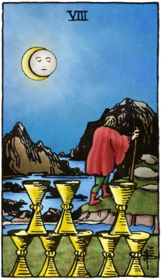 Tarotkaart 'Acht van Kelken'