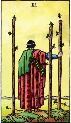 Tarotkaart 'Drie van Staven'