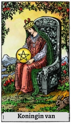 Tarotkaart 'Koningin van Pentagrammen'