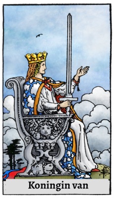 Tarotkaart 'Koningin van Zwaarden'