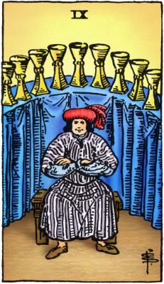 Tarotkaart 'Negen van Kelken'