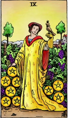 Tarotkaart 'Negen van Pentagrammen'