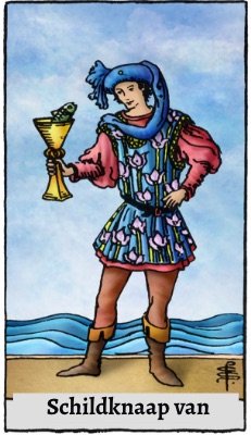 Tarotkaart 'Schildknaap van Kelken'
