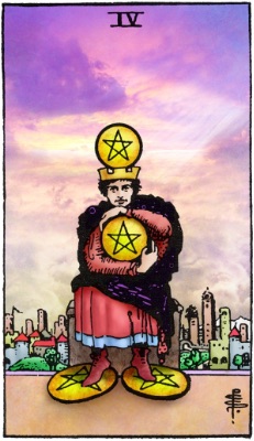 Tarotkaart 'Vier van Pentagrammen'