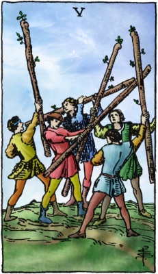 Tarotkaart 'Vijf van Staven'