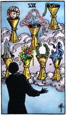 Tarotkaart 'Zeven van Kelken'