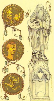 Tarotkaart 'Drie van Pentagrammen'