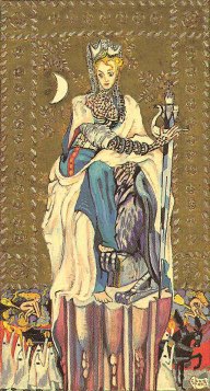 Tarotkaart 'Koningin van Zwaarden'