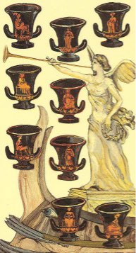 Tarotkaart 'Negen van Kelken'