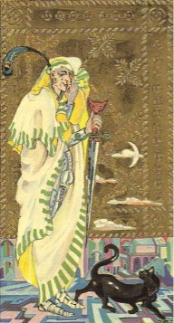 Tarotkaart 'Schildknaap van Zwaarden'