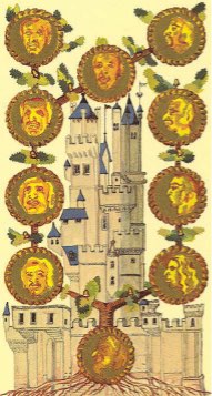 Tarotkaart 'Tien van Pentagrammen'