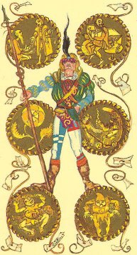 Tarotkaart 'Zes van Pentagrammen'