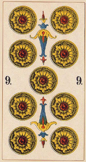 Tarotkaart 'Negen van Pentagrammen'