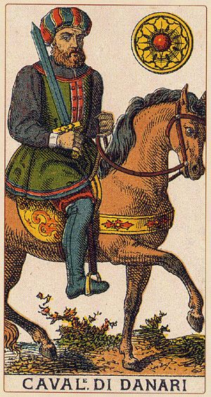 Tarotkaart 'Ridder van Pentagrammen'