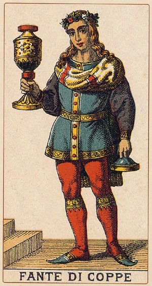 Tarotkaart 'Schildknaap van Kelken'