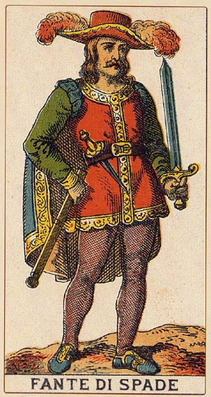 Tarotkaart 'Schildknaap van Zwaarden'