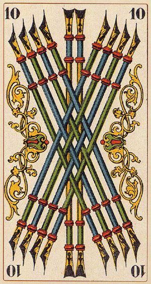 Tarotkaart 'Tien van Staven'