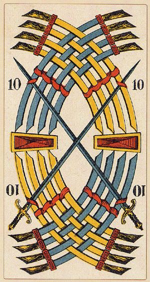 Tarotkaart 'Tien van Zwaarden'