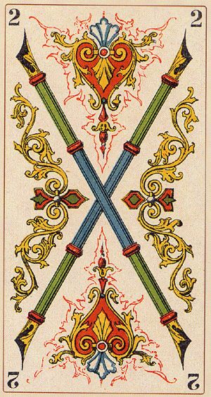 Tarotkaart 'Twee van Staven'