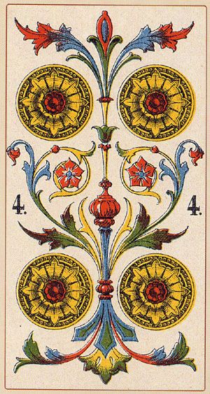 Tarotkaart 'Vier van Pentagrammen'