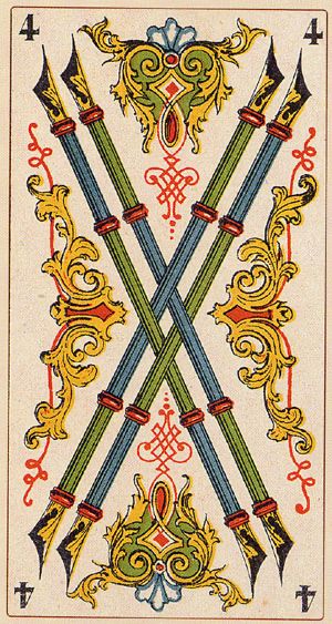 Tarotkaart 'Vier van Staven'