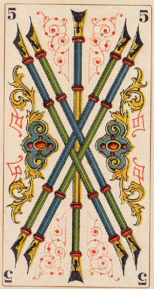 Tarotkaart 'Vijf van Staven'
