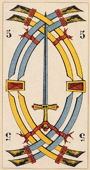 Tarotkaart 'Vijf van Zwaarden'