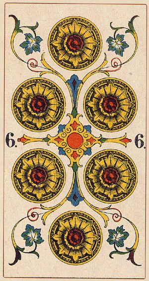 Tarotkaart 'Zes van Pentagrammen'