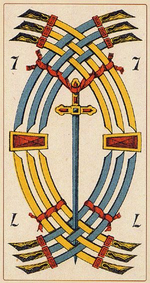 Tarotkaart 'Zeven van Zwaarden'