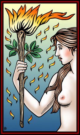 Tarotkaart 'Aas van Staven'