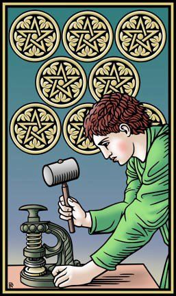 Tarotkaart 'Acht van Pentagrammen'