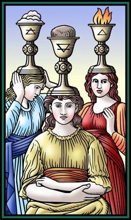 Tarotkaart 'Drie van Kelken'