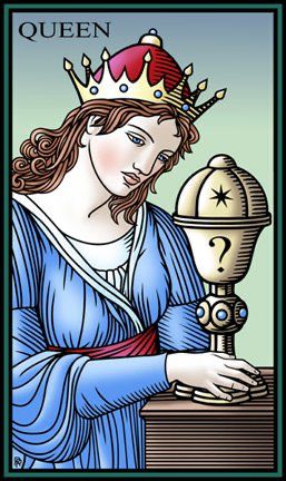 Tarotkaart 'Koningin van Kelken'