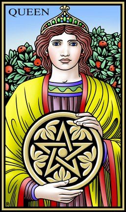 Tarotkaart 'Koningin van Pentagrammen'