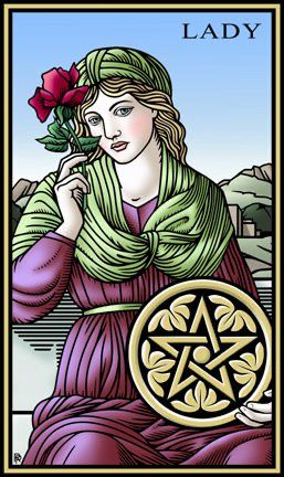 Tarotkaart 'Schildknaap van Pentagrammen'
