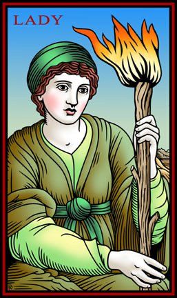 Tarotkaart 'Schildknaap van Staven'